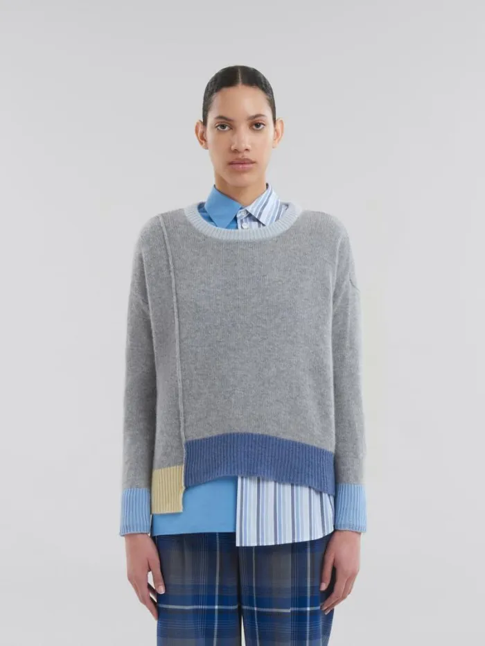 Women Marni Knitwear Grey ColourBlock Cashmere Jumper