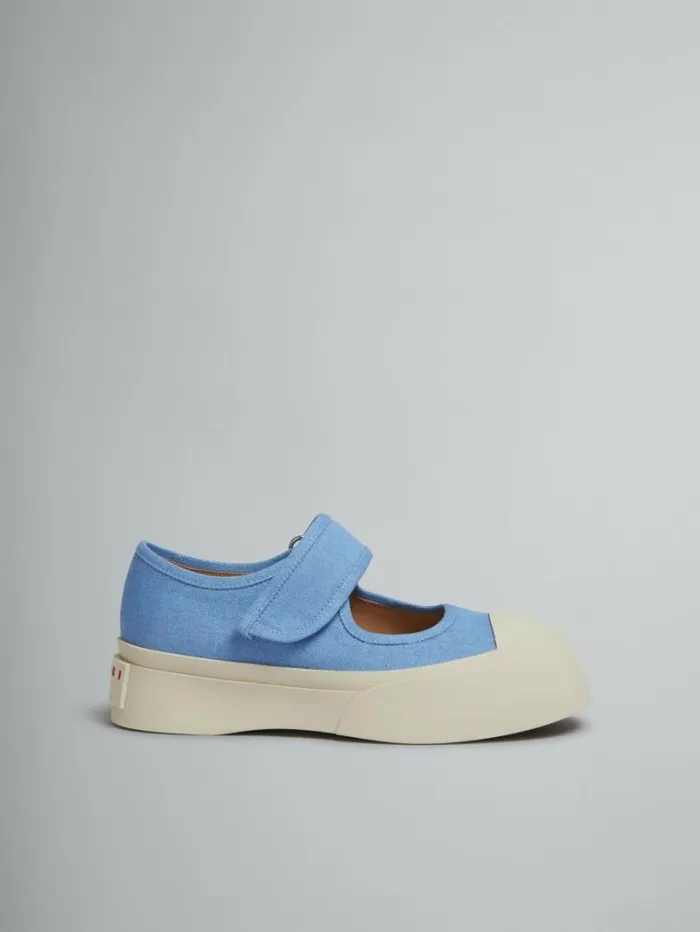 Women Marni Pablo Light Blue Denim Mary Jane Sneaker