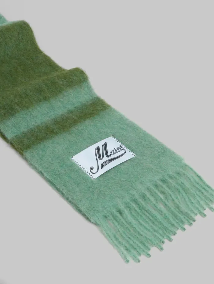 Women Marni Scarves Green Striped AlpacaMohair Scarf