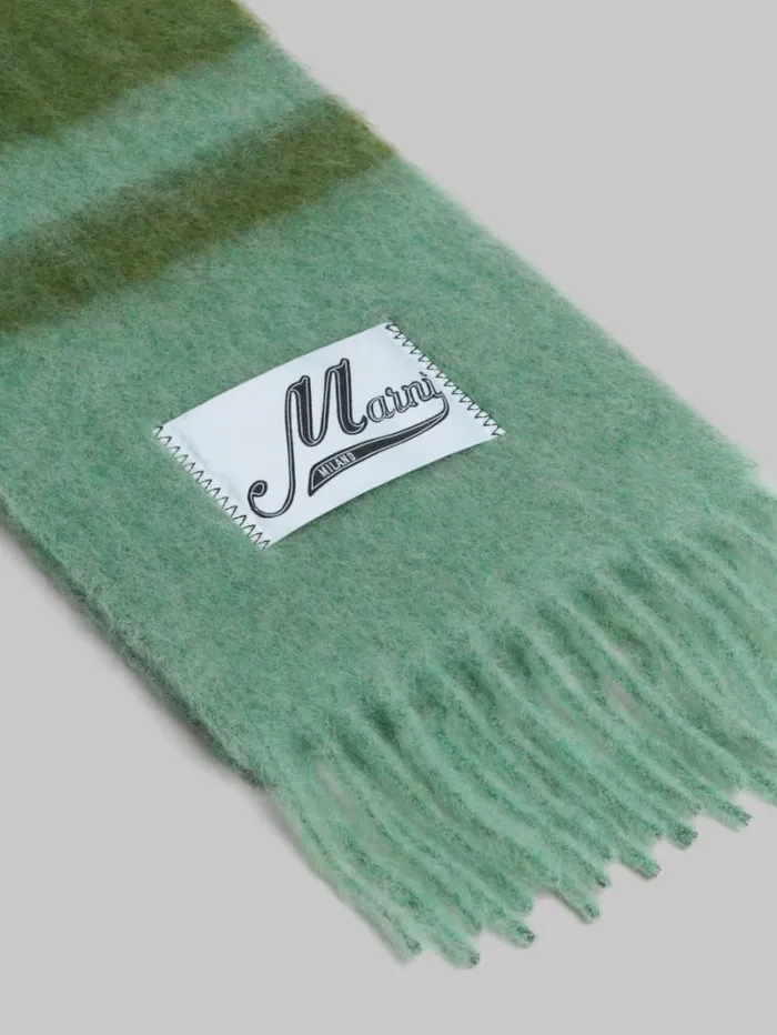 Women Marni Scarves Green Striped AlpacaMohair Scarf