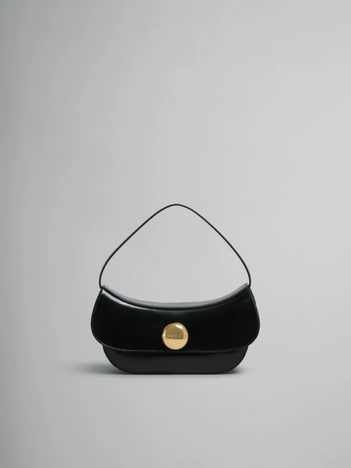 Women Marni Shoulder Bags Black Leather Butterfly Medium Hobo Bag