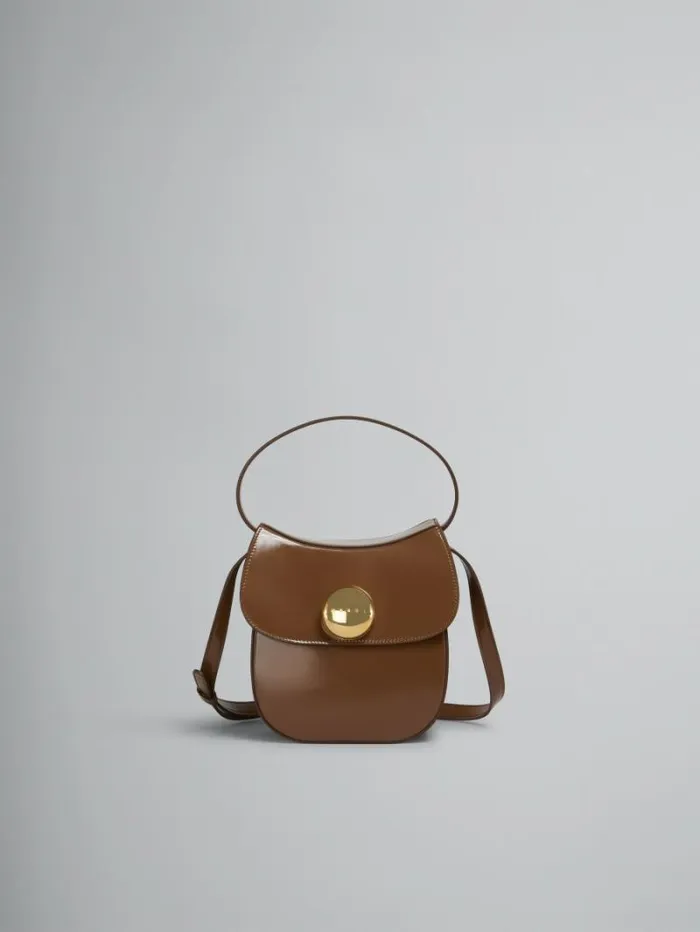 Women Marni Shoulder Bags Brown Leather Butterfly Small Handbag