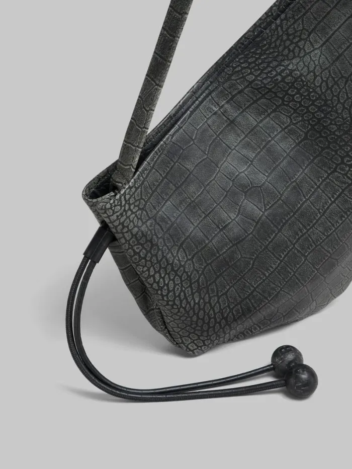 Women Marni Shoulder Bags Small Black Crocodile Print Hobo Bag