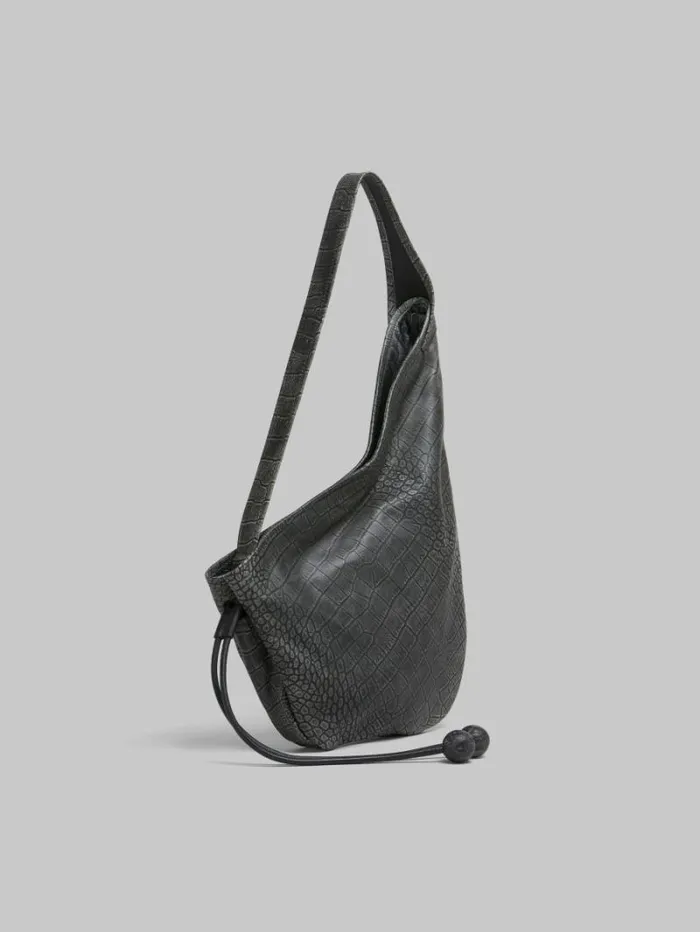 Women Marni Shoulder Bags Small Black Crocodile Print Hobo Bag
