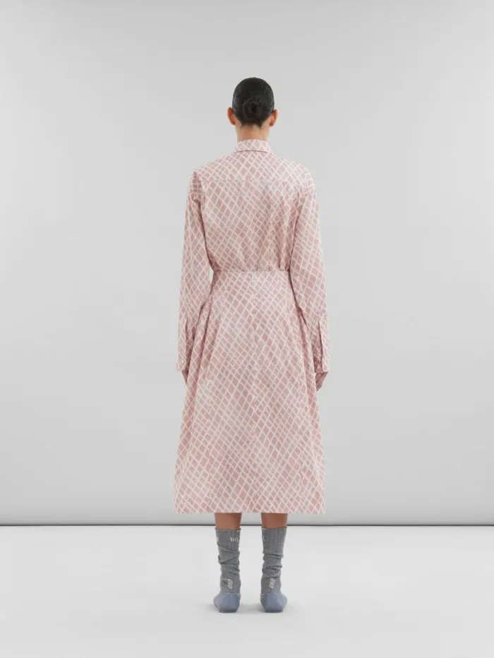 Women Marni Skirts Pink Poplin Midi Skirt With Landscapes Print