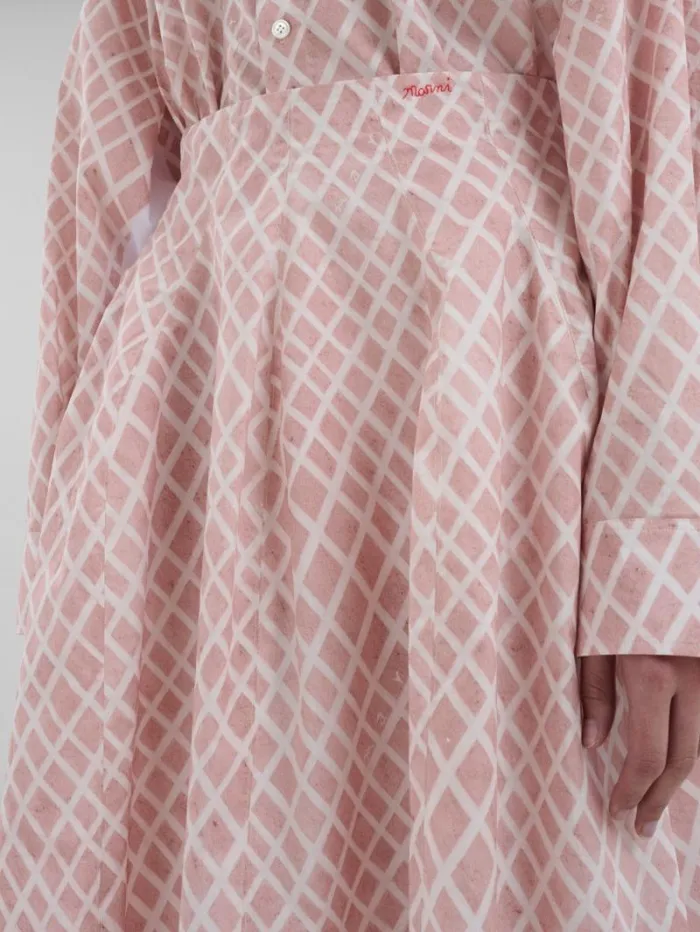 Women Marni Skirts Pink Poplin Midi Skirt With Landscapes Print