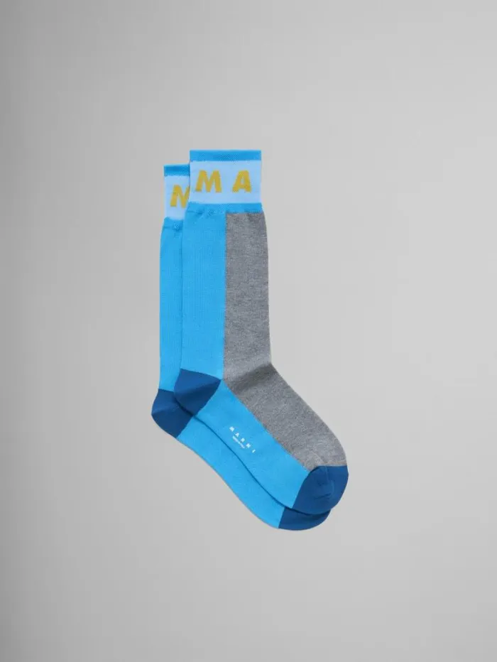 Women Marni Socks Grey ColourBlock Cotton Socks