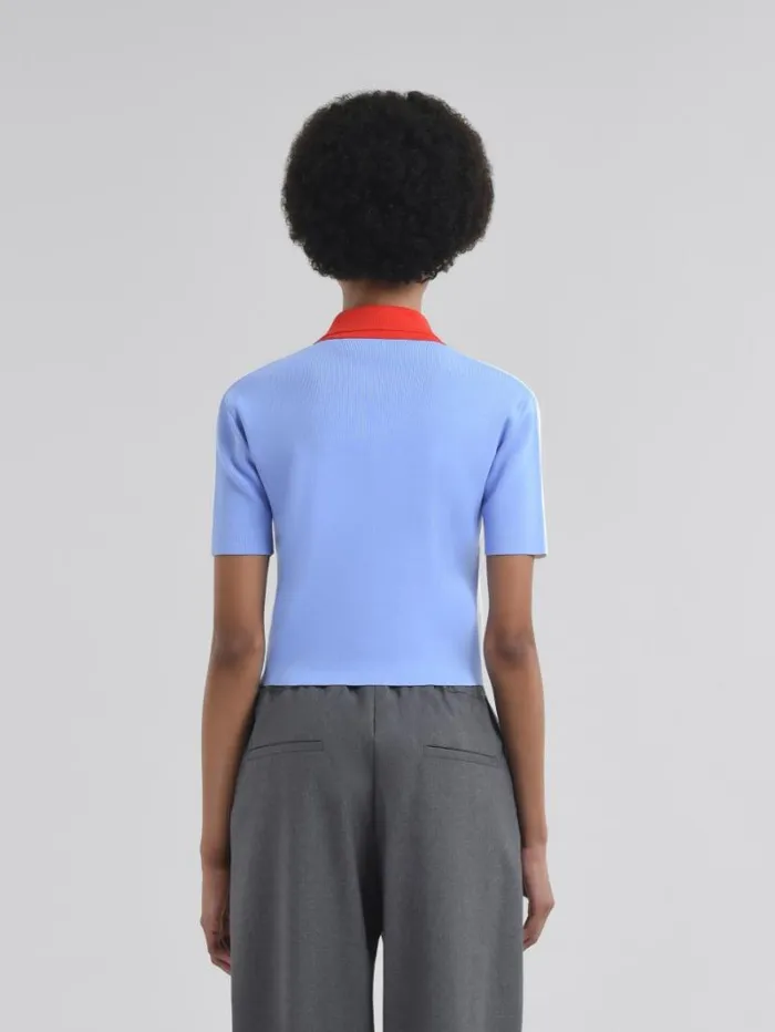 Women Marni Tops and Tshirts White Technical Viscose Polo With Contrasting Back Panel