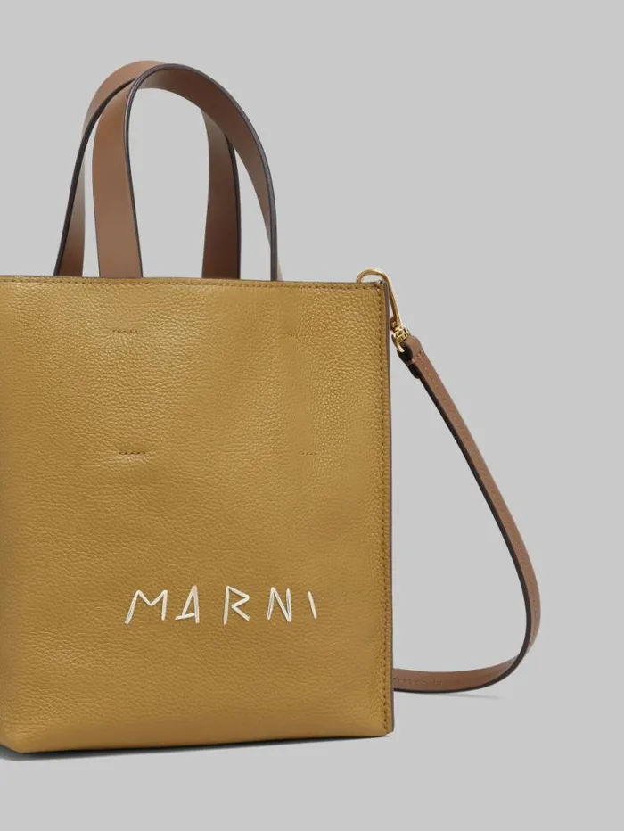 Women Marni Tote Bags Museo Soft Mini Bag In Brown ColourBlock Leather With Marni Mending