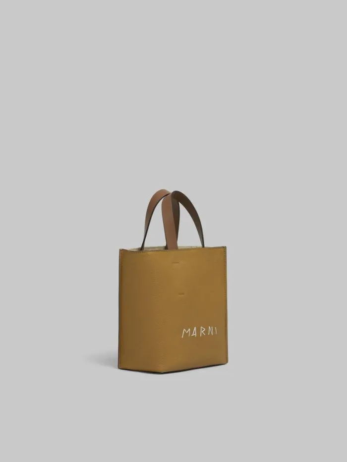Women Marni Tote Bags Museo Soft Mini Bag In Brown ColourBlock Leather With Marni Mending