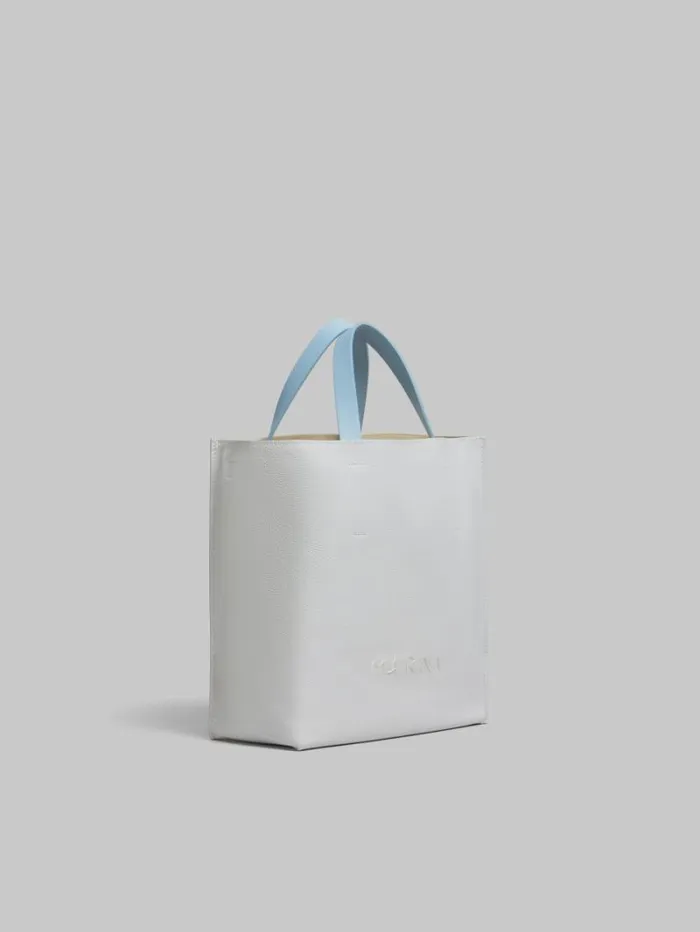 Women Marni Tote Bags Museo Soft Mini Bag In Grey Beige And Blue Leather With Marni Symbol Embroidery