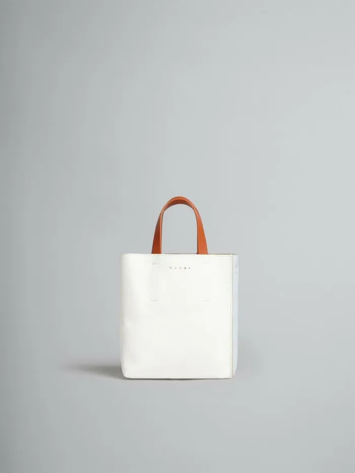 Women Marni Tote Bags Museo Soft Mini Bag In White Light Blue And Orange Leather