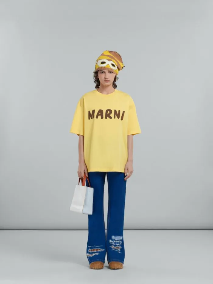 Women Marni Tote Bags Museo Soft Mini Bag In White Light Blue And Orange Leather