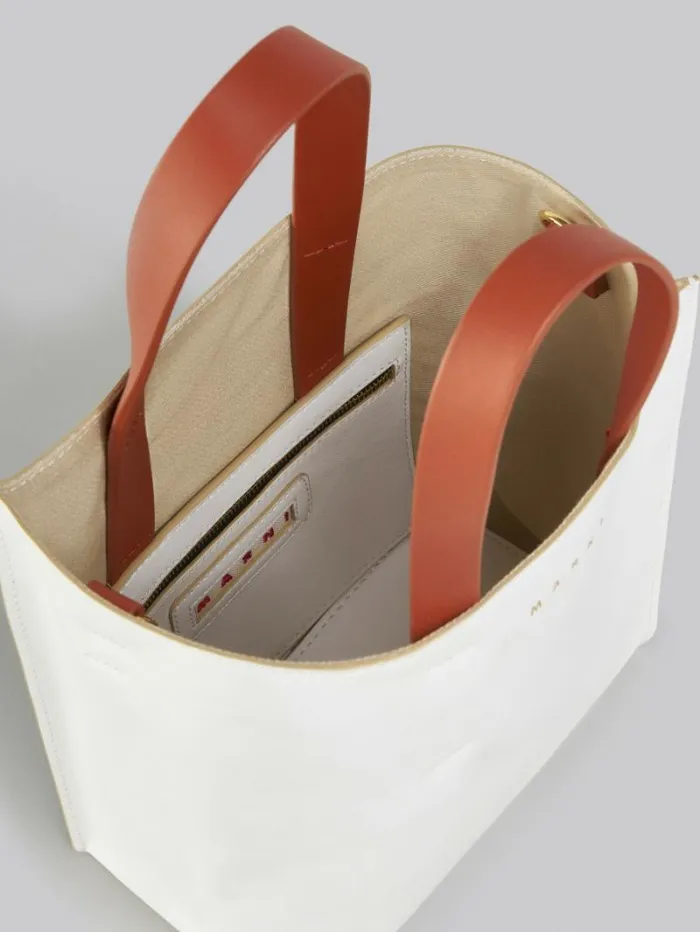 Women Marni Tote Bags Museo Soft Mini Bag In White Light Blue And Orange Leather