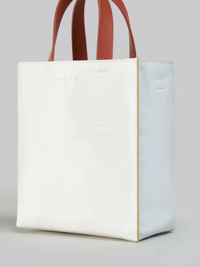 Women Marni Tote Bags Museo Soft Mini Bag In White Light Blue And Orange Leather