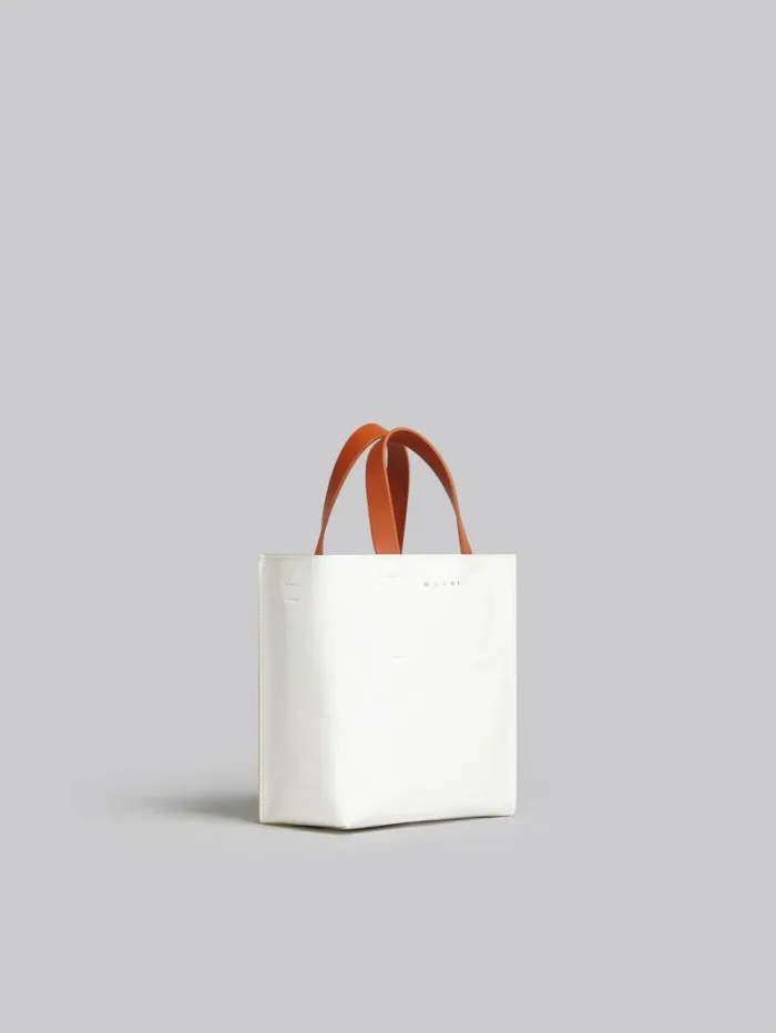 Women Marni Tote Bags Museo Soft Mini Bag In White Light Blue And Orange Leather
