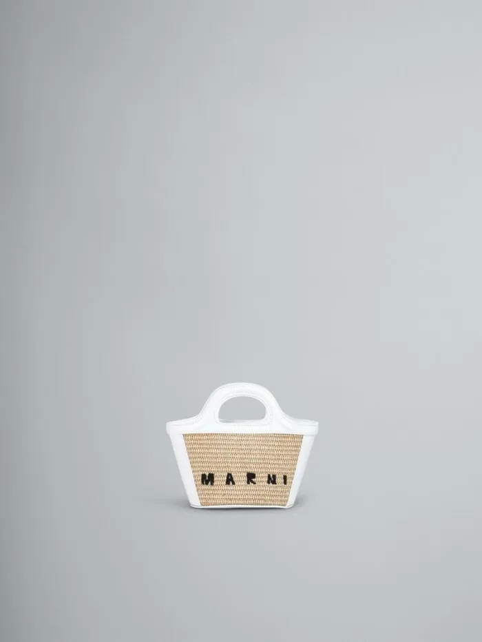 Women Marni Tropicalia Bag Tropicalia Micro Bag In White Leather And RaffiaEffect Fabric