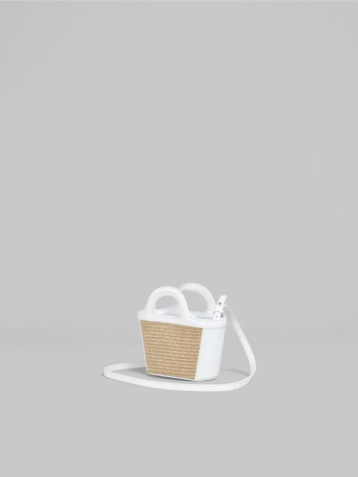 Women Marni Tropicalia Bag Tropicalia Micro Bag In White Leather And RaffiaEffect Fabric