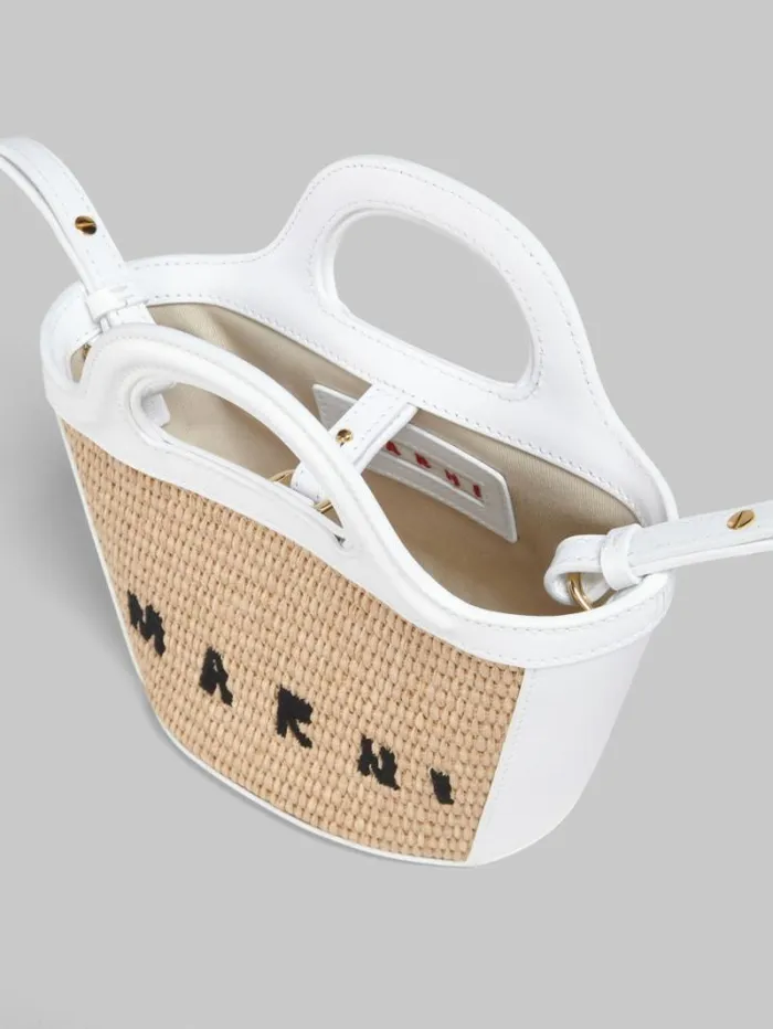 Women Marni Tropicalia Bag Tropicalia Micro Bag In White Leather And RaffiaEffect Fabric