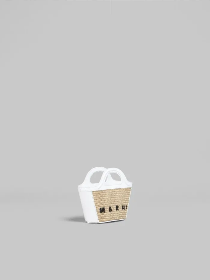 Women Marni Tropicalia Bag Tropicalia Micro Bag In White Leather And RaffiaEffect Fabric