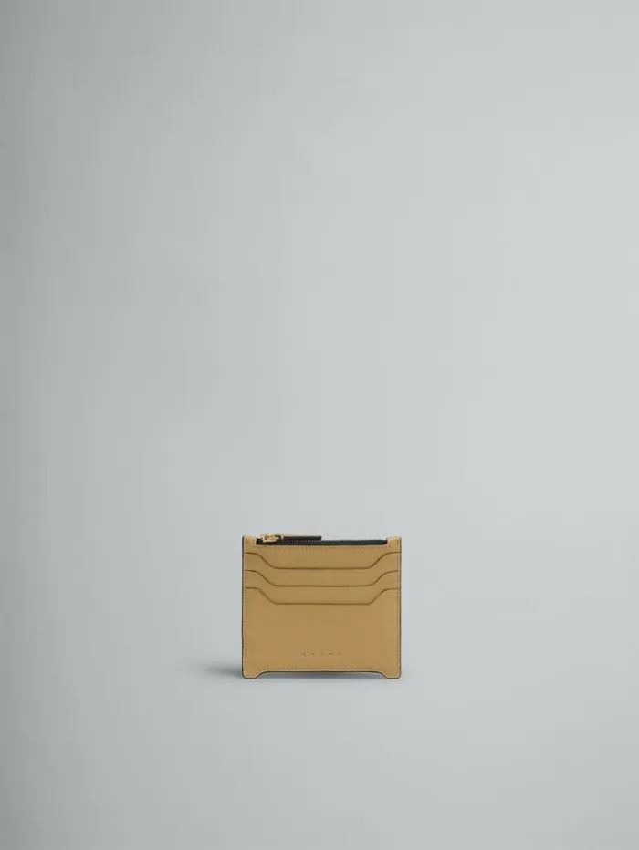 Women Marni Wallets and Small Leather Goods Beige Leather Trunkaroo Card Case