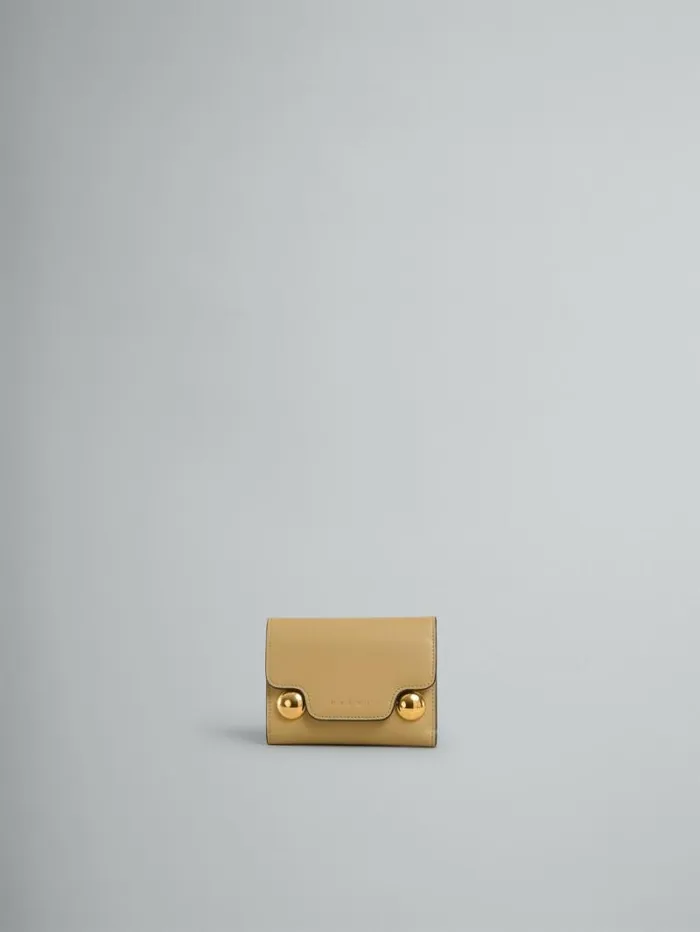 Women Marni Wallets and Small Leather Goods Beige Leather Trunkaroo Trifold Wallet