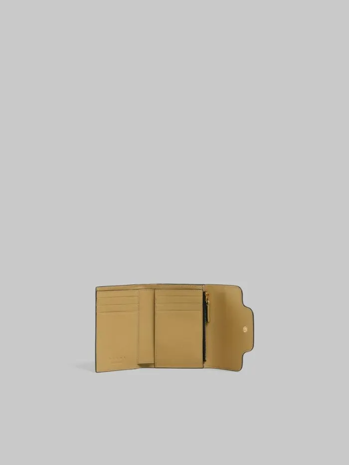 Women Marni Wallets and Small Leather Goods Beige Leather Trunkaroo Trifold Wallet