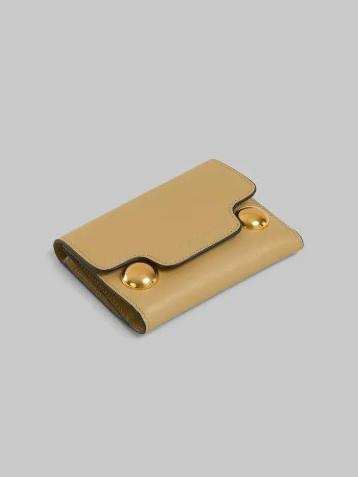 Women Marni Wallets and Small Leather Goods Beige Leather Trunkaroo Trifold Wallet