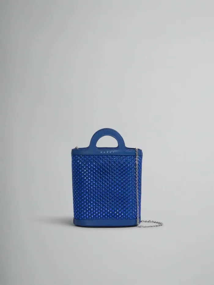 Women Marni Wallets and Small Leather Goods Blue Rhinestone Tropicalia Nano Bucket Bag