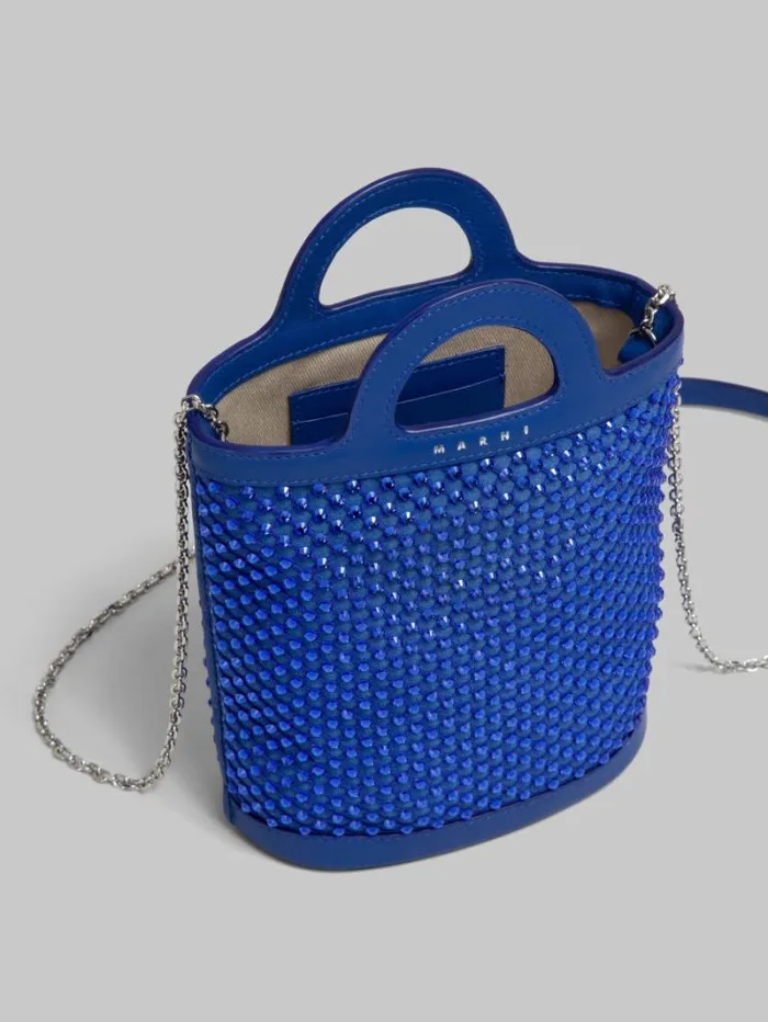 Women Marni Wallets and Small Leather Goods Blue Rhinestone Tropicalia Nano Bucket Bag