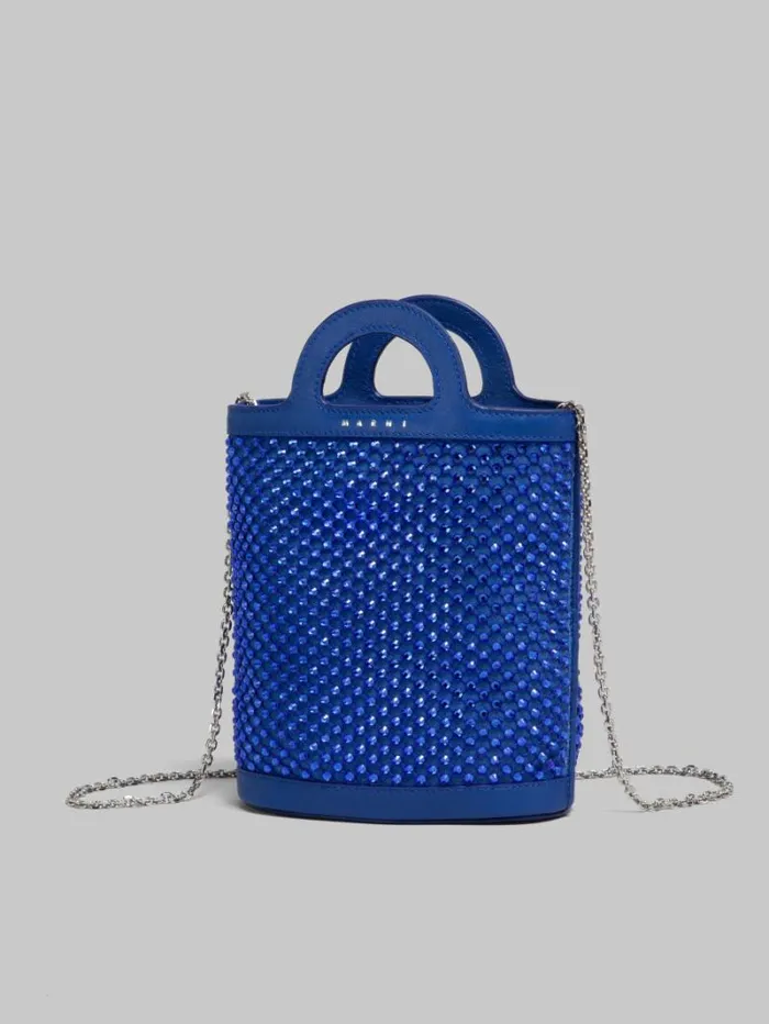 Women Marni Wallets and Small Leather Goods Blue Rhinestone Tropicalia Nano Bucket Bag