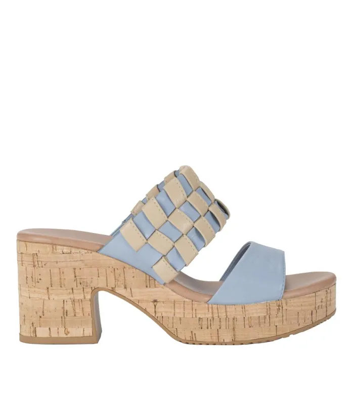Women Mavis Block Heel Slide Sandal Island Blue Baretraps Slides and Slip On Sandals