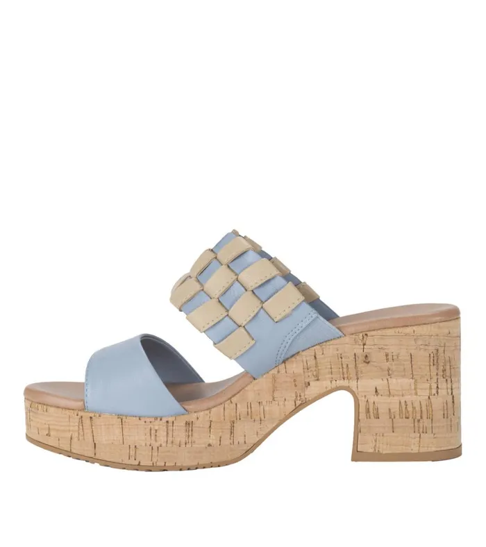 Women Mavis Block Heel Slide Sandal Island Blue Baretraps Slides and Slip On Sandals