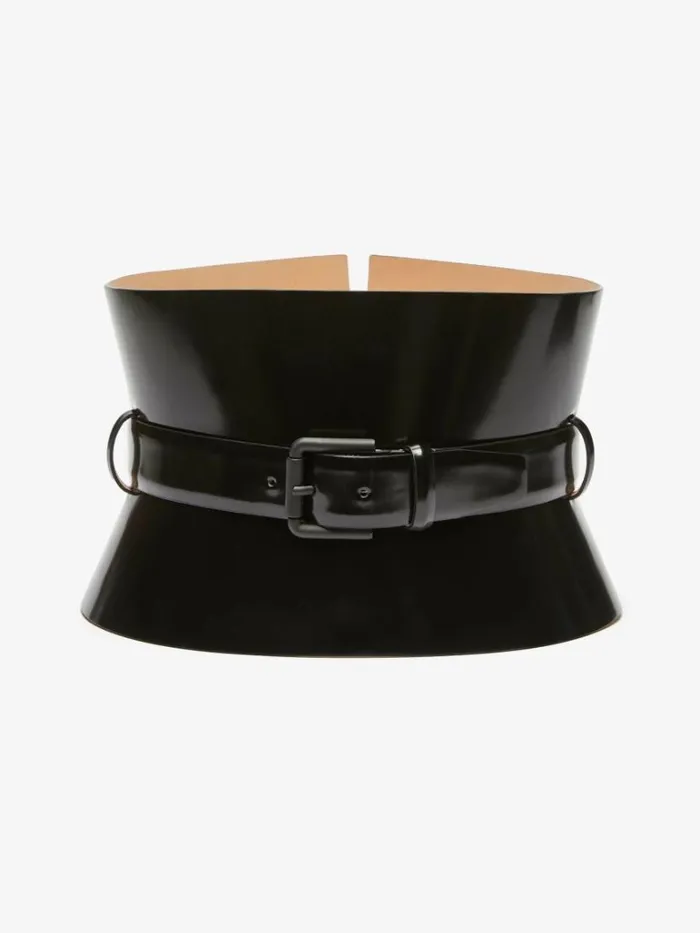 Women Max Mara Belts Leather Bustier Belt Black
