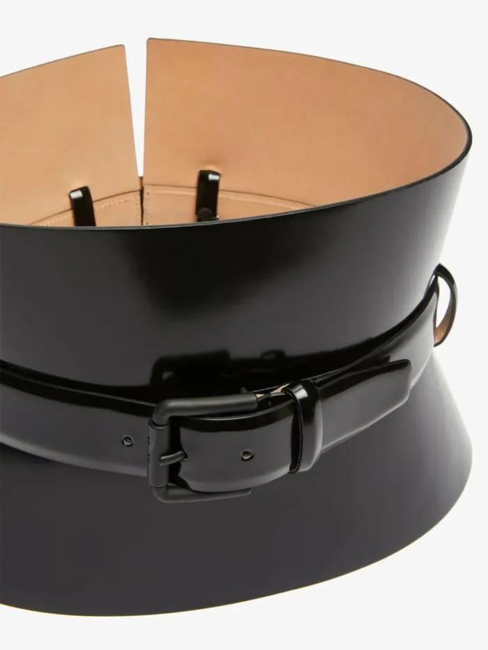 Women Max Mara Belts Leather Bustier Belt Black