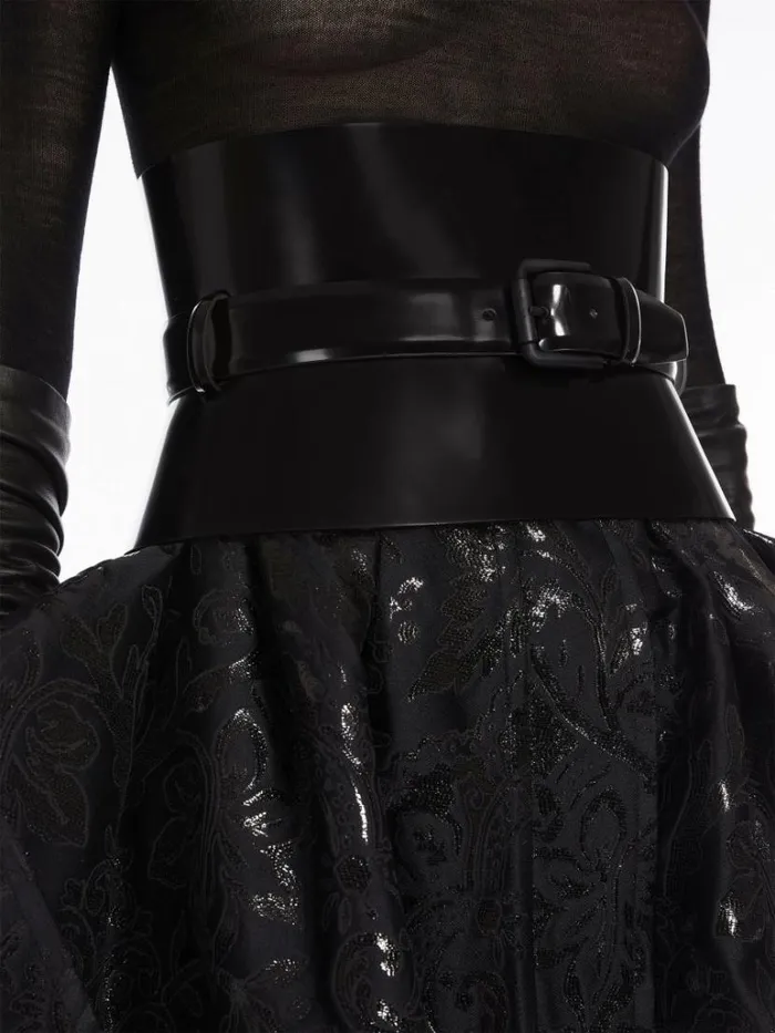 Women Max Mara Belts Leather Bustier Belt Black