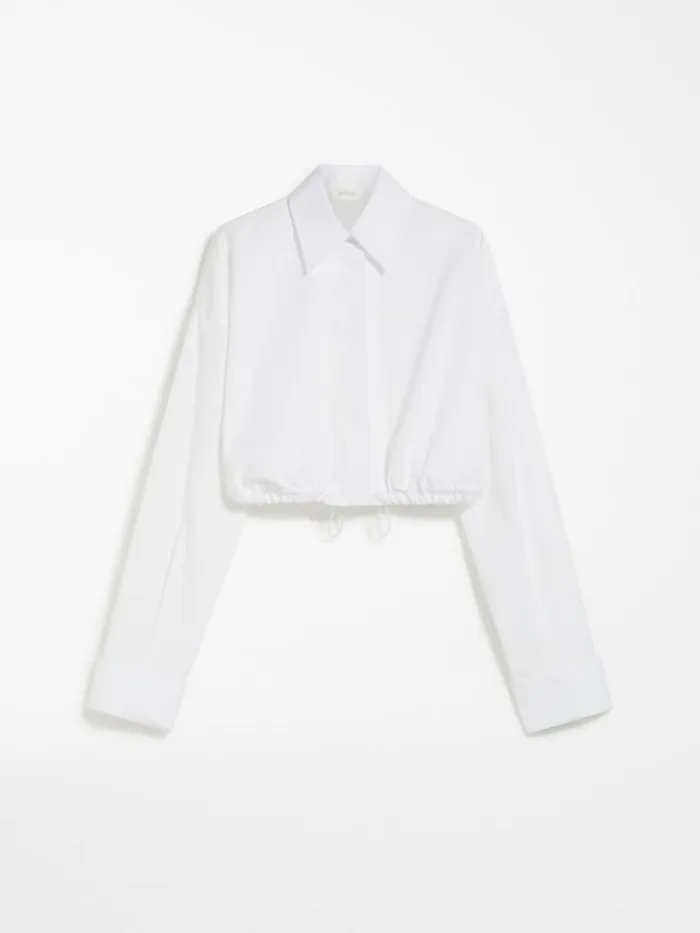 Women Max Mara Blouses Boxyfit Drawstring Shirt Optical White