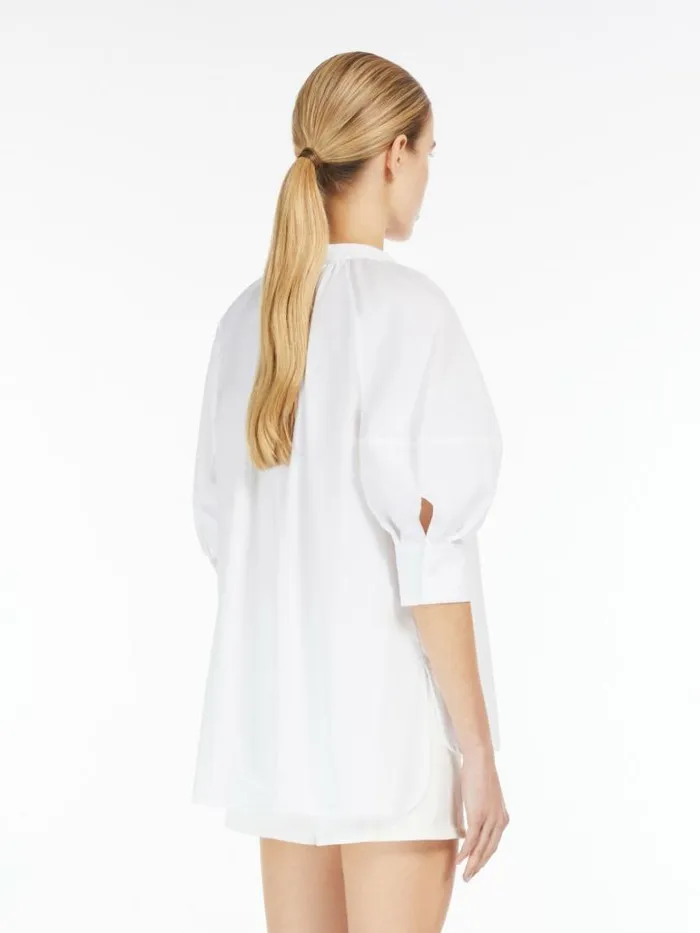 Women Max Mara Blouses Cotton Shirt With Balloon Sleeves Optical White