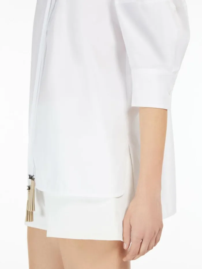 Women Max Mara Blouses Cotton Shirt With Balloon Sleeves Optical White