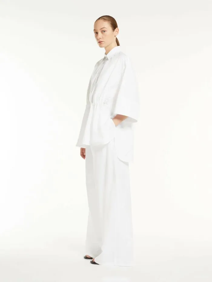 Women Max Mara Blouses Loosefitting Cotton Poplin Shirt Optical White
