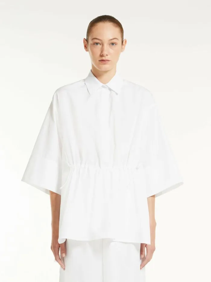 Women Max Mara Blouses Loosefitting Cotton Poplin Shirt Optical White