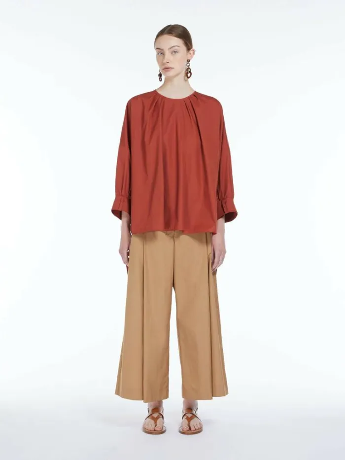 Women Max Mara Blouses Soft Cotton Shirt Red