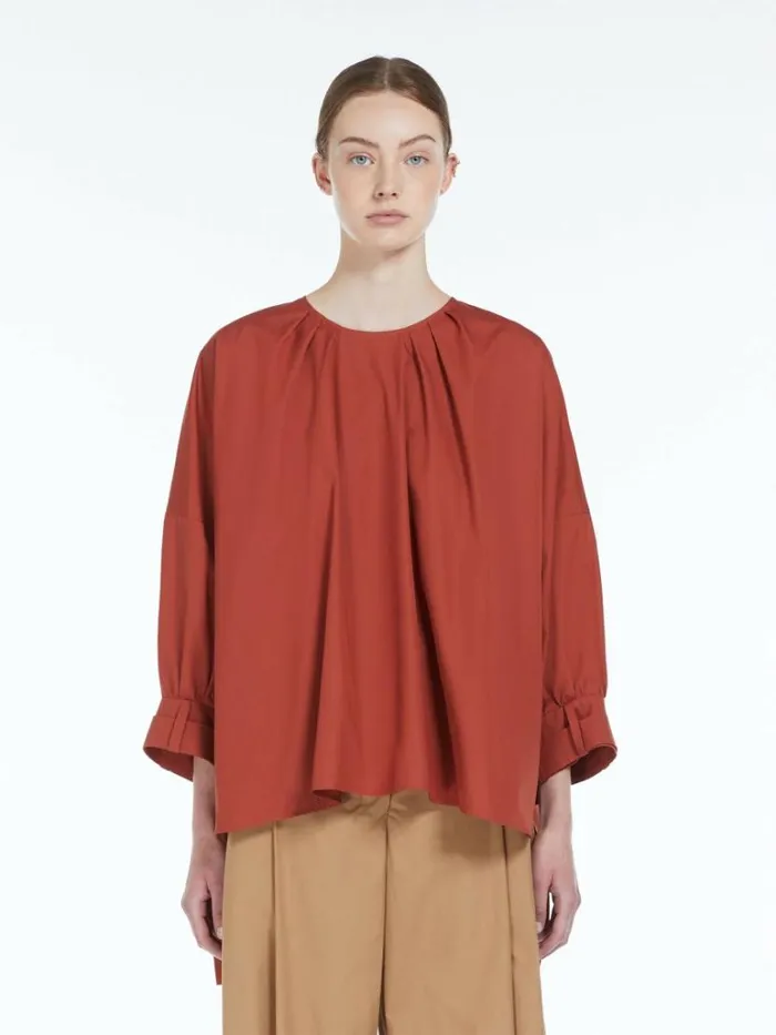 Women Max Mara Blouses Soft Cotton Shirt Red
