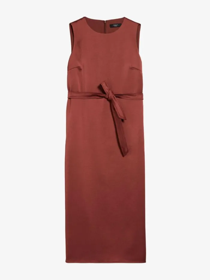 Women Max Mara Dresses Belted Satin Dress Rust