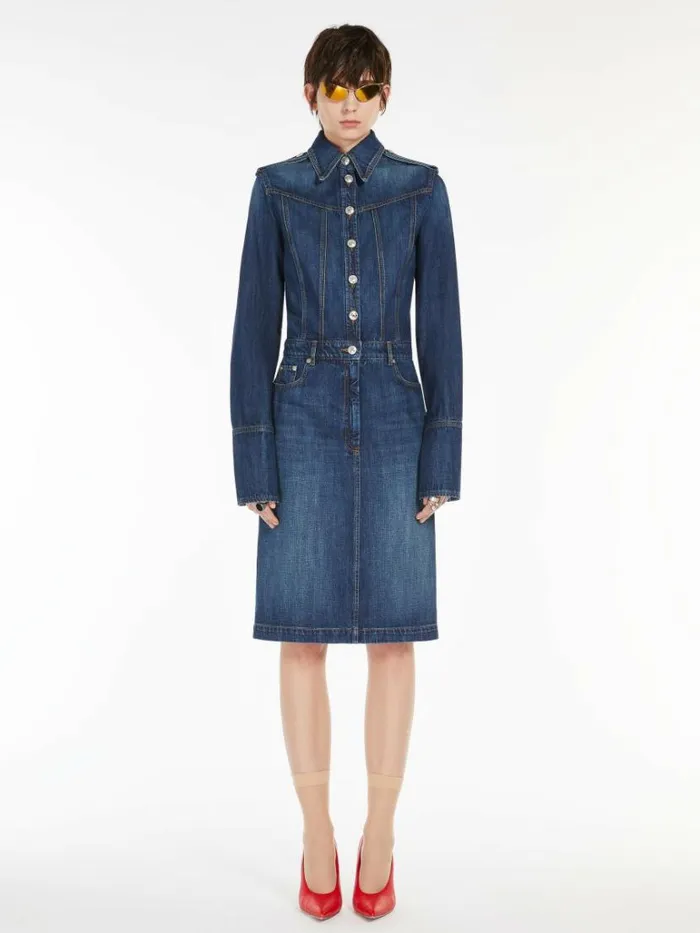 Women Max Mara Dresses Denim Shirt Dress Midnightblue