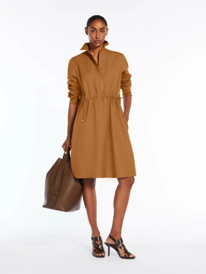 Women Max Mara Dresses Poplin Shirt Dress Tobacco