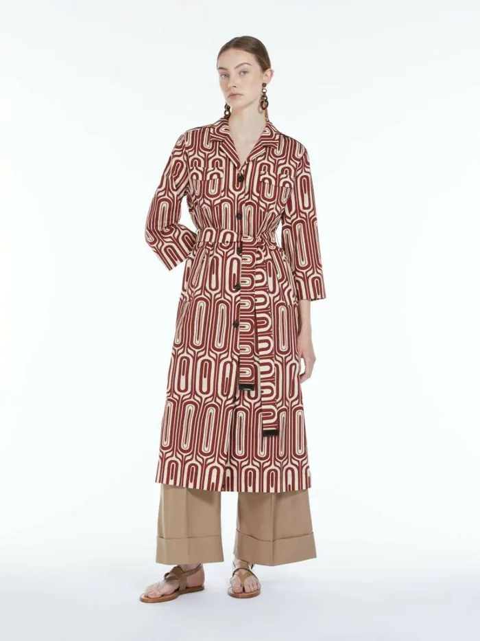 Women Max Mara Dresses Printed Cotton Shirt Dress Red
