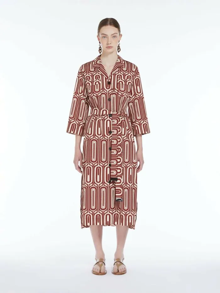 Women Max Mara Dresses Printed Cotton Shirt Dress Red