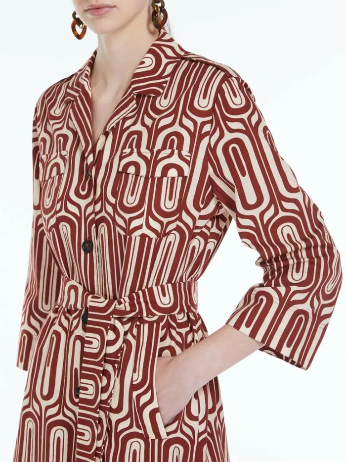 Women Max Mara Dresses Printed Cotton Shirt Dress Red