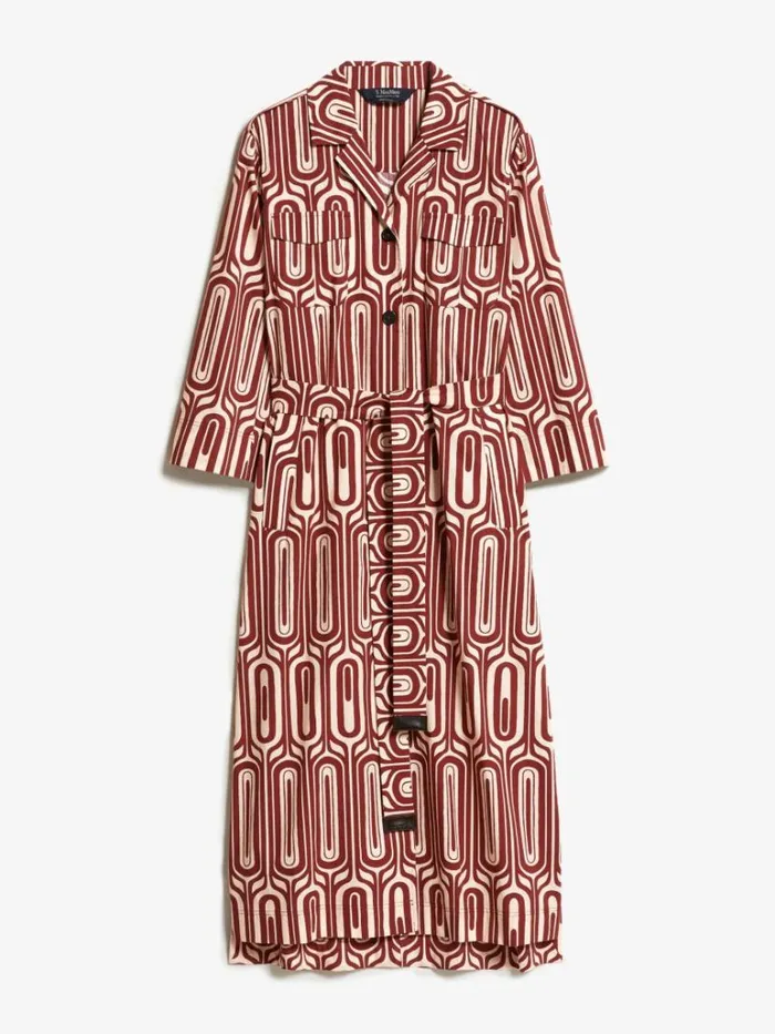 Women Max Mara Dresses Printed Cotton Shirt Dress Red